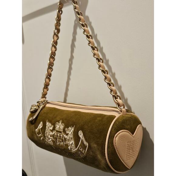 Rare Y2K Juicy Couture Green & Pink Velour Barrel Purse, Authentic - Picture 4 of 15